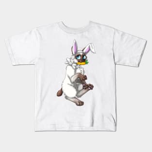 Bobtail BunnyCat: Chocolate Point (White) Kids T-Shirt
